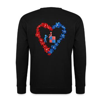 Herzblumen Kooperationsmotiv - Unisex Pullover - Schwarz - Hinten - Michal (187cm)