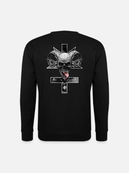 Inverted cross with pentagram and skull - Unisex Sweatshirt - black