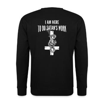 Inverted cross with snake - Unisex Sweatshirt - black - Back - Alina (178cm)