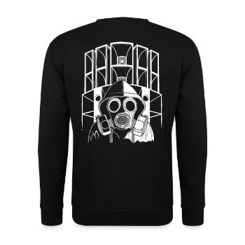 Tekno 23 Soundsystem gas mask - Unisex Pullover - Schwarz - Hinten - Alina (178cm)