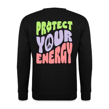 Protect Your Energy - Unisex Pullover - Schwarz - Hinten - Alina (178cm)