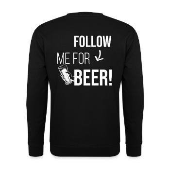 FOLLOW ME FOR BEER - Unisex Pullover - Schwarz - Hinten - Alina (178cm)