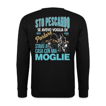 I'm Fishing if I wanted to Talk - Unisex Sweatshirt - black - Back - Alina (178cm)