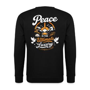 La paix est le luxe ultime – Déclaration forte - Sweat-shirt Unisexe - noir - Dos - Alina (178cm)