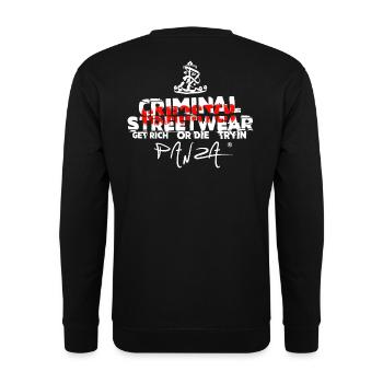 GETRICH RED - Unisex Pullover - Schwarz - Hinten - Alina (178cm)
