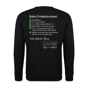 Bahn Erlebnisreisen - Ich fahre Bus - Unisex Pullover - Schwarz - Hinten - Alina (178cm)