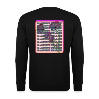 illusions collide: floral Graphic - Unisex Sweatshirt - black - Back - Alina (178cm)