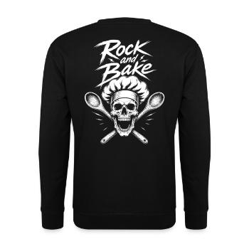 Rock and Bake Skull Motif - Unisex Sweatshirt - black - Back - Michal (187cm)