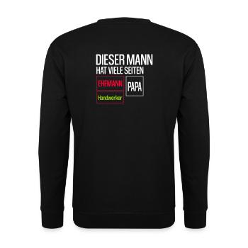 Ehemann Papa Handwerker - Unisex Pullover - Schwarz - Hinten - Michal (187cm)