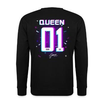 Gamer - King - Queen Geschenk Geschenkidee - Unisex Pullover - Schwarz - Hinten - Alina (178cm)
