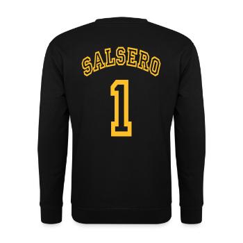 Salsero on 1 - Salsa Dance Shirt - Unisex Pullover - Schwarz - Hinten - Alina (178cm)