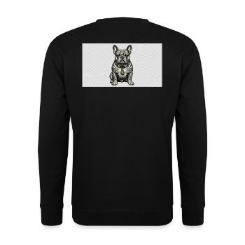 Tattoo Bulldog Gris mit Grünem Anhänger - Unisex Pullover - Schwarz - Hinten - Michal (187cm)