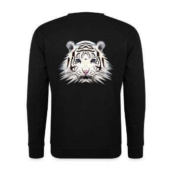 Polygon Design White Tiger Weißer Tiger Snowtiger - Unisex Pullover - Schwarz - Hinten - Alina (178cm)