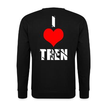 I love tren - Unisex Pullover - Schwarz - Hinten - Alina (178cm)