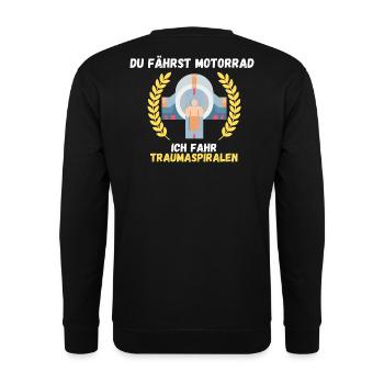 Du fährst Motorrad ich fahr Traumaspiralen MTRA - Unisex Pullover - Schwarz - Hinten - Alina (178cm)