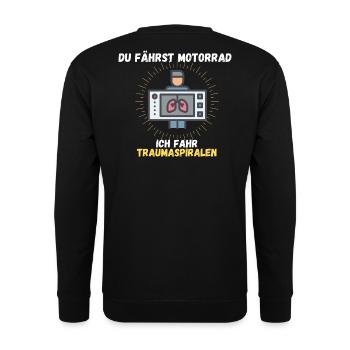 Du fährst Motorrad ich fahr Traumaspiralen MTRA - Unisex Pullover - Schwarz - Hinten - Alina (178cm)