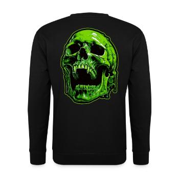 Grüner Vampirschädel - Unisex Pullover - Schwarz - Hinten - Alina (178cm)