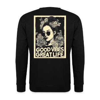 Vibes great Life tattoo - Unisex Sweatshirt - black - Back - Alina (178cm)