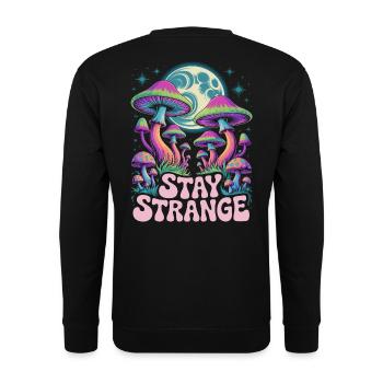 Stay Strange Mushroom Art - Unisex Sweatshirt - black - Back - Alina (178cm)
