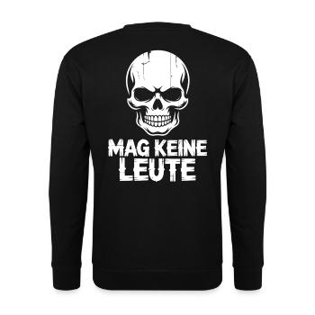 Skull Spruch Mag Keine Leute - Unisex Pullover - Schwarz - Hinten - Michal (187cm)