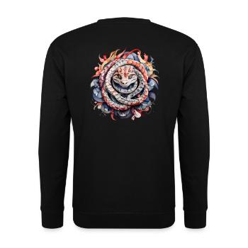 Snake Mandala – La spirale de la nature - Sweat-shirt Unisexe - noir - Dos - Alina (178cm)