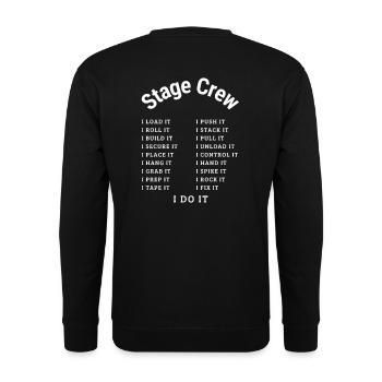Bühnencrew; Ich MACHE es Weiß - Unisex Pullover - Schwarz - Hinten - Alina (178cm)
