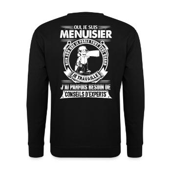 T Shirt Menuisiers - Tischler Hoodie Mug - Unisex Pullover - Schwarz - Hinten - Alina (178cm)