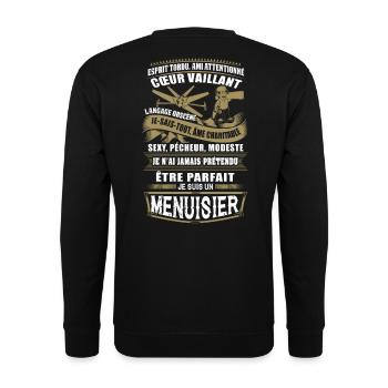 T Shirt Menuisiers - Tischler Hoodie Mug - Unisex Pullover - Schwarz - Hinten - Alina (178cm)