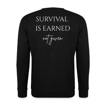 Survival is earned - Unisex Sweatshirt - black - Back - Alina (178cm)