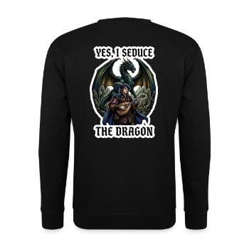 Yes I Seduce The Dragon Bard RPG Art - Unisex Sweatshirt - black - Back - Michal (187cm)