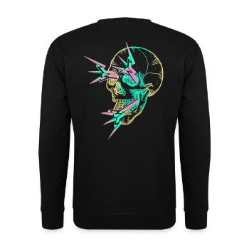 Skull Flash yellow - Sweat-shirt Unisexe - noir - Dos - Alina (178cm)