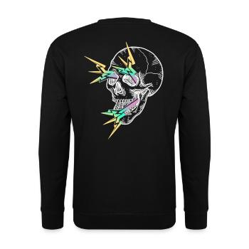 Skull Flash white - Sweat-shirt Unisexe - noir - Dos - Alina (178cm)