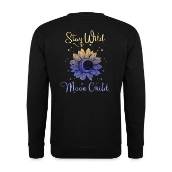 Stay Wild Moon Child Boho Grafik - Unisex Pullover - Schwarz - Hinten - Alina (178cm)