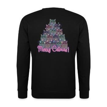 Merry Catmas Christmas Cats - Unisex Sweatshirt - black - Back - Alina (178cm)