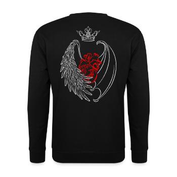 Heart Wings Angel or Devil - Unisex Sweatshirt - black - Back - Alina (178cm)
