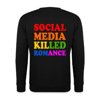 social media killed romance - Unisex Pullover - Schwarz - Hinten - Alina (178cm)