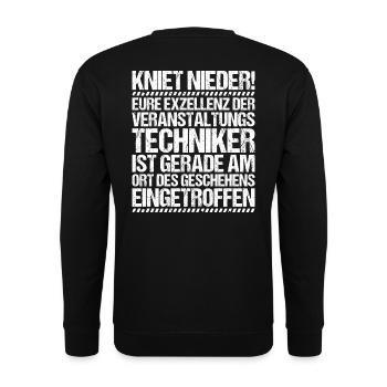 Veranstaltungstechniker Event Technician - Unisex Pullover - Schwarz - Hinten - Alina (178cm)