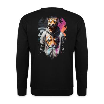 Tigerstraße 1 - Unisex Pullover - Schwarz - Hinten - Alina (178cm)