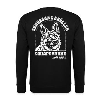 Schubsen und Brüllen Schäferhund - Unisex Pullover - Schwarz - Hinten - Michal (187cm)