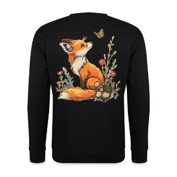 Renard et papillon - Sweat-shirt Unisexe - noir - Dos - Alina (178cm)