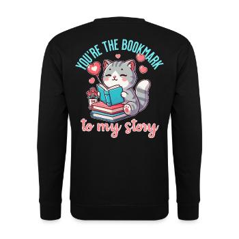 Tu es le marque-page de mon histoire - Sweat-shirt Unisexe - noir - Dos - Alina (178cm)