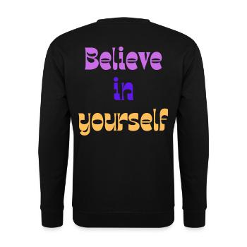 Believe in Yourself Retro Gradient - Unisex Pullover - Schwarz - Hinten - Alina (178cm)