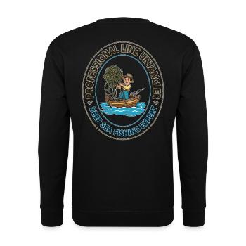 Tiefseelinien-Entangler-Fleck - Unisex Pullover - Schwarz - Hinten - Alina (178cm)
