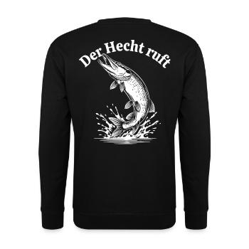 Der Hecht ruft – Spritzige Pike Illustration - Unisex Pullover - Schwarz - Hinten - Michal (187cm)