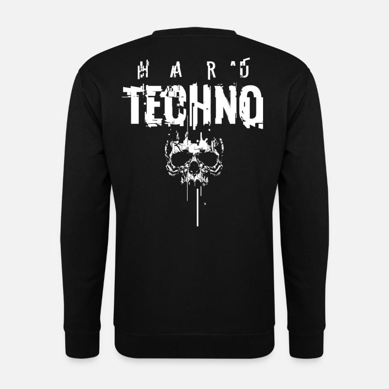 HARD TECHNO Skull Glitch - Unisex Pullover - Schwarz