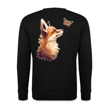 Fox with butterfly - Unisex Sweatshirt - black - Back - Alina (178cm)