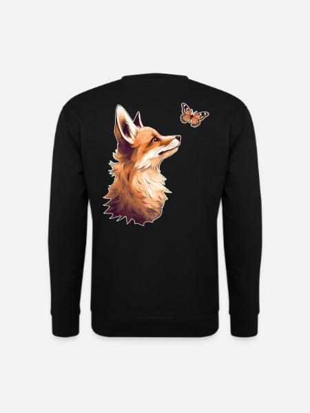 Fox with butterfly - Unisex Sweatshirt - black