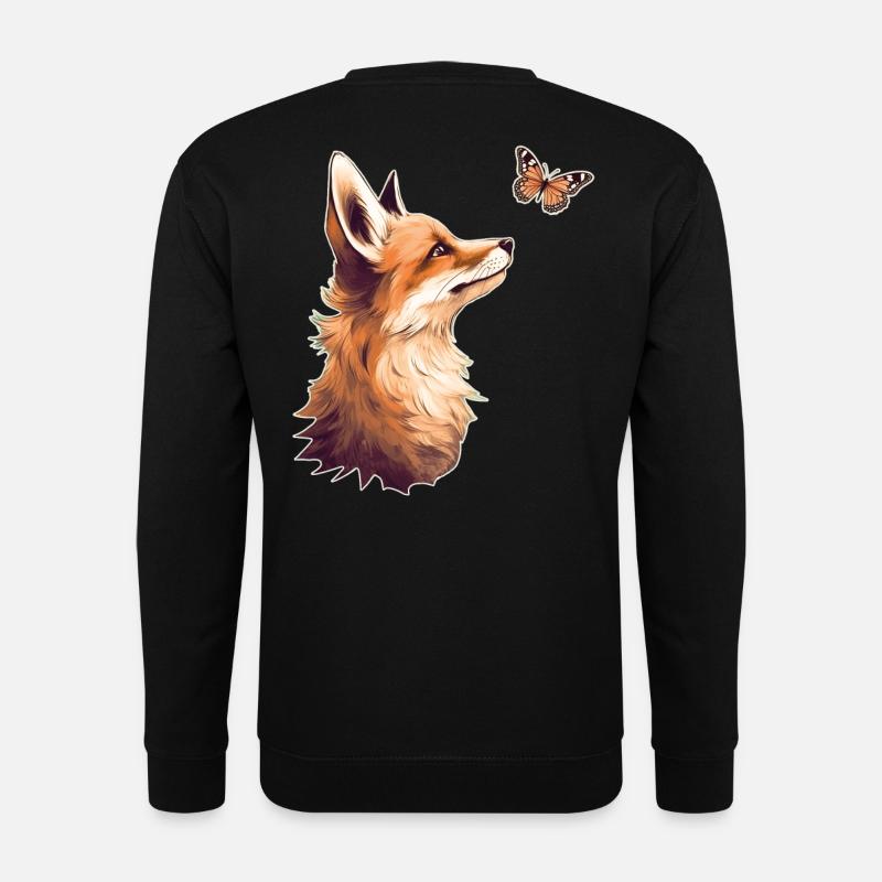Fuchs mit Schmetterling - Unisex Pullover - Schwarz
