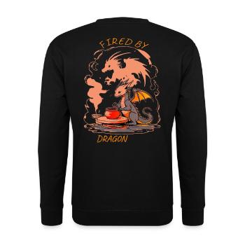 Vom Drachen gebrannt – lustiges Keramik-Keramikgeschenk - Unisex Pullover - Schwarz - Hinten - Michal (187cm)