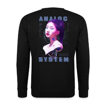 Cyborg Techno – Cyberpunk Hard Techno Rave Outfit - Unisex Pullover - Schwarz - Hinten - Michal (187cm)